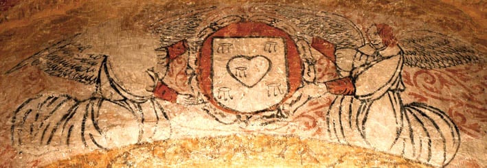 Anges portant le symbole des Cinq Plaies du Christ.