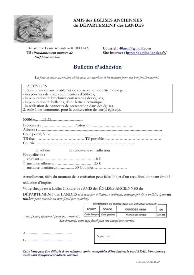 Lettre AEAL août septembre 2025 - Adhésion